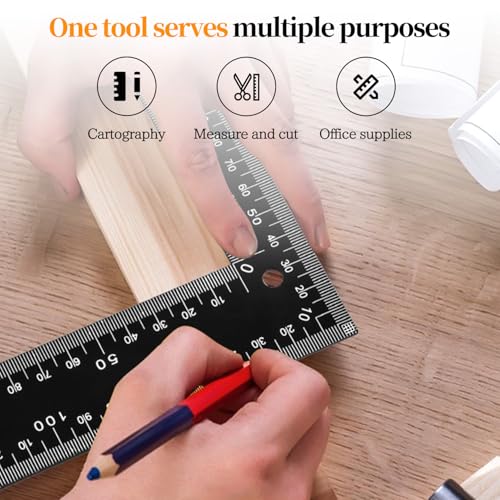 Carpenter Square 8x12 in Framing Square Heavy-Duty Carbon Steel Framing Tool with Dual-Scale (Imperial/Metric) High-Quality L-Ruler Square Tool for Builders and Carpenters