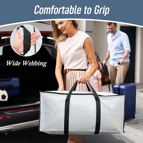 6 Pack Extra Heavy Duty Large Moving Bags with Strong Zipper, White - color: White, size: 6 Pack