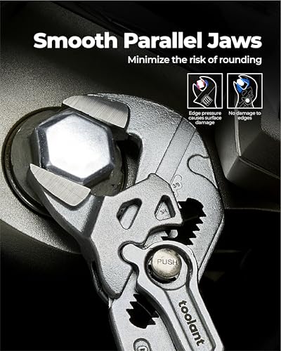 toolant 7-Inch Chrome Plated Pliers Wrench, CR-V Adjustable Wrench with Anti-Rust Coating, Smooth Parallel Jaws, Rubber Anti-Slip Grip and Storage Pouch for Home Repair, Plumbing, Nuts, Water Pipes - size: 7-inch Chrome
