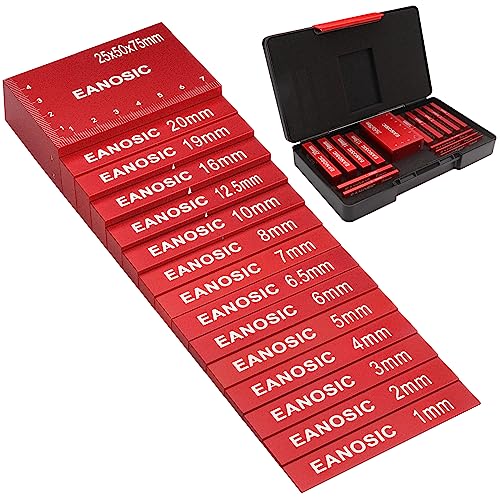 EANOSIC Metric Setup Blocks Height Gauge Set, 15pcs Precision Aluminum Setup Bars Guage Block Set for Router and Table Saw Accessories Woodworking Set Up, Bars Include Laser Engraved Size Markings - style: 15 Pcs-METRIC