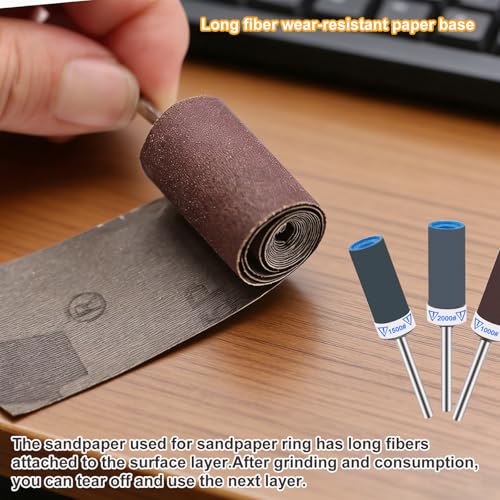 30Pcs Sanding Drums Sandpaper Sticks for Dremel Rotary Tool, 1/8 Inch Shank Sanding Bands 180-2000 Grit for Metal Rust Removal, Wood Grinding,Rotary Tool Accessories with Storage Case - size: 30PCS