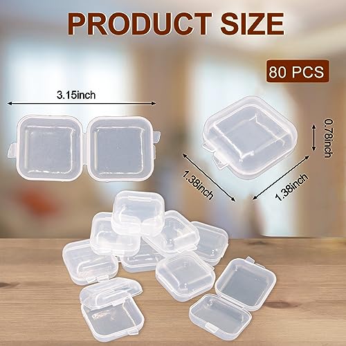 80PCS Mini Clear Plastic Jewelry Box, Earring Storage Box - color: Clear