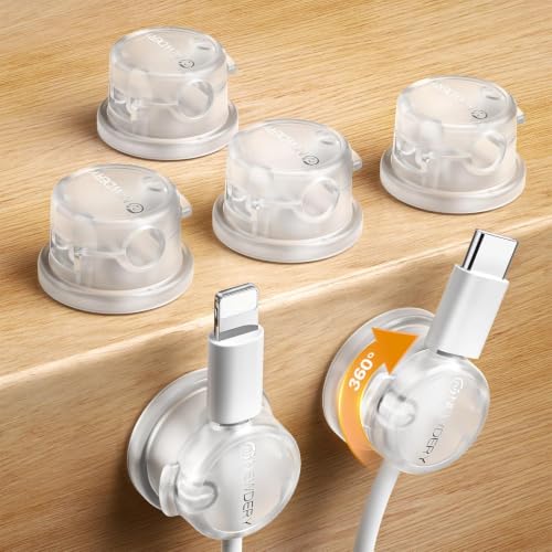 NEWDERY 6pc Magnetic Cable Clips Cord Organizer Cord Holder for Nightstand