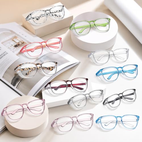 Qianyu 12 Pack Safety Glasses, Goggles Stylish Anti-Fog Protective Eyewear Cute Clear Glasses Multiple Colors Anti-Dust Eyewear for Nurses Women and Men