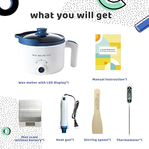 Wax Melting Pot Kit with Digital Scale(No Battery), Heat Gun, Thermometer - size: Wax Melting Pot Kit 4pcs