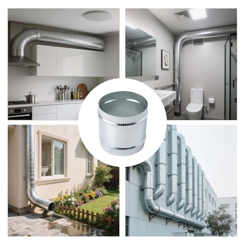 5 Inch Round Galvanized Steel Duct Connector - Metal Ventilation Pipe Coupler - Dryer Vent Hose Extension - HVAC Ducting Coupling for Straight Connection - size: 5 Inch