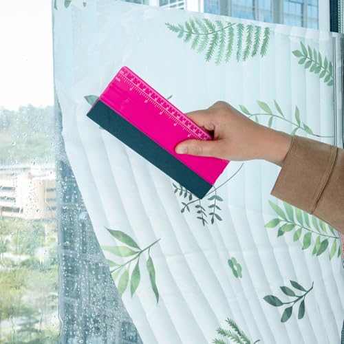 FOSHIO Professional Squeegee for Vinyl, Decals, Sticker Paper, Wallpaper, Window Film, Craft, Suede Felt Squeegee Smoothing Tool with Ruler, Pink (8 inches) - size: 8 inches