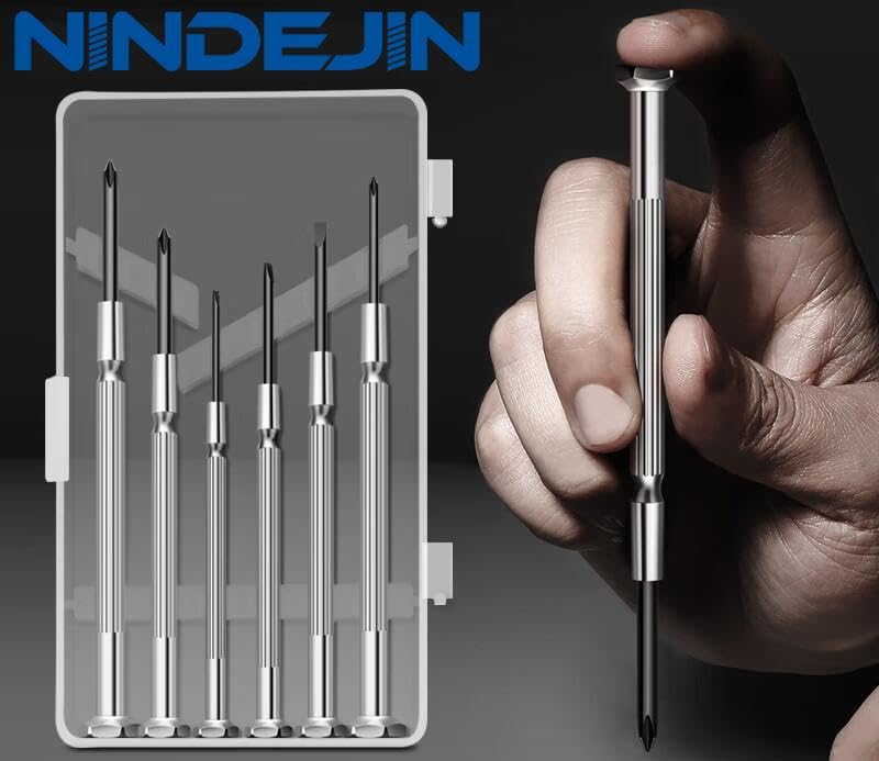 NINDEJIN 6PCS Precision Screwdriver Set, Flathead & Phillips Screw Repair Kit for Electronics & Small Items – Laptops, Watches, Phones, Computers, Doorbells, Toys, Glasses - style: Mini Screwdriver