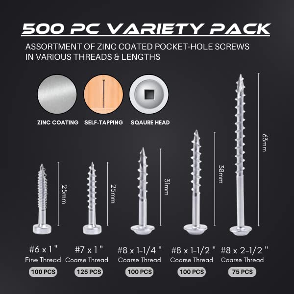 Massca M2 PRO Aluminum Pocket-Hole Jig System with 500 Pocket-Hole Screws