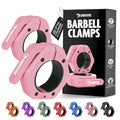 DMoose Fitness Barbell Clips 2 Inch (Pair) - Quick Release Olympic Barbell Clamps & Collars with Anti Slip TPR Grip for Secure Weightlifting and Powerlifting - Weight Clips for Bars at Home or Gym - color: Pink, style: Non Magnetic