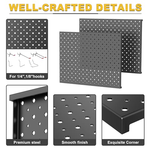 Ultrawall Metal Pegboard Panels, Pegboard Wall Organizer, Black Peg Boards - color: Black, size: 16x12"- 2 Pcs