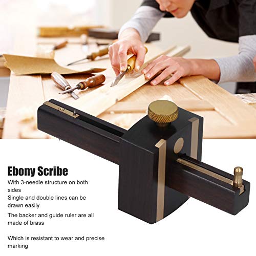 Marhynchus 8in Mortise Gauge Woodworking Marking Gauge Ebony Scribe Sign Scraper, Adjustable Screw Cutting Gauge European Woodworking Tools Painting Construction Tools, Scrapers