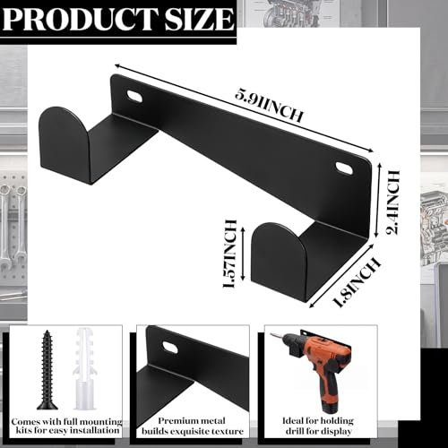 4 Pcs Drill Holder, Heavy Duty Steel Drill Dock Wall Mount, Universal Tool Organizer Rack with Easy Access Space Saving Storage for Garage Workspace Home Storage