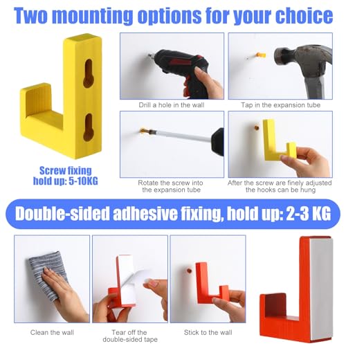 Teenyyou 6 Pcs Cute Kids Wall Hooks Adhesive for Backpack Rainbow - color: Rainbow