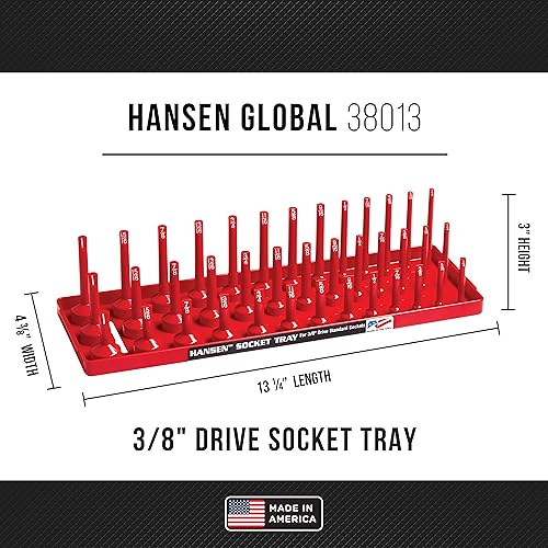 Hansen Global 92003 SAE & Metric, 3-Row Socket Tray Set - 4-Pieces, Red & Grey - color: RED & GREY, 4 pack