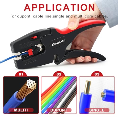 Knoweasy Upgraded Wire Stripper : 2-in-1 Heavy Duty Wire Stripper Plier and Cutter for 32-7 AWG (0.03mm²-10mm²), Essential Stripping and Cutting Tool for Professionals and DIY Enthusiasts - style: D3N2024
