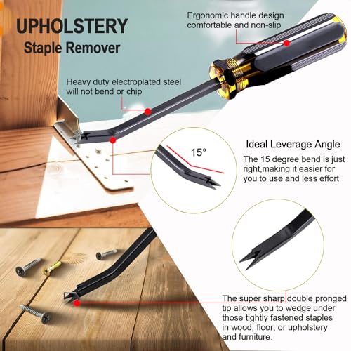 3Pcs Heavy Duty Staple Remover, Upholstery Staple Puller Tool | Carpet Staple Remover Tool, Tack Puller Lifter Tool for Carpet, Floors, Furniture, Construction