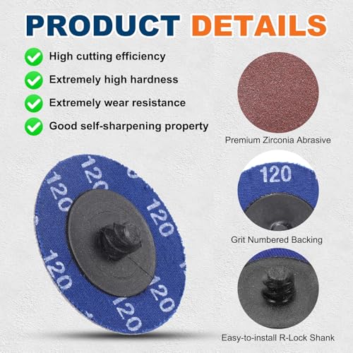 25 Pcs Aluminum Oxide Die Grinder Sanding Disc 2", 120 Grit - size: 120 Grit