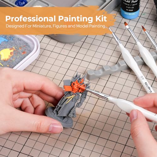 Nicpro Miniature Painting Kit with Wet Palette, Detail Paint Brush Drybrush - color: White