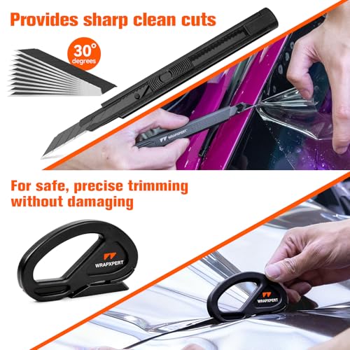 WRAPXPERT Car Wrap Tool Kit Vehicle Vinyl Wrap Kits Include Felt Squeegee for Vinyl, Wrapping Knife, Micro Squeegee, Magnet Holders, Towel, Gloves for Car Wrapping Window Film Application - color: 21-in-1 Set