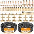 CheeMuii 76 Pcs Brass DOT Air Line Fittings with 1/4" & 3/8" DOT Air Hoses - size: 2ROLL-80PCS-BLACK