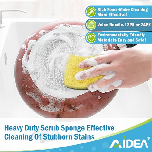 AIDEA Sponges Kitchen-12Count, Heavy Duty Scrub Sponge, Dish Sponges - color: Green