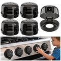 Gas Stove Knob Safety Covers | Oven Lock Baby Proofing - Heat Resistant - color: Black