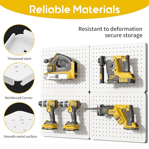 Pegboard Organizer Kit,6 Pack 14.76x10.82 in Metal Panels with 6 Bins,White - color: White, size: 14.76"x10.82"- 6 Pcs