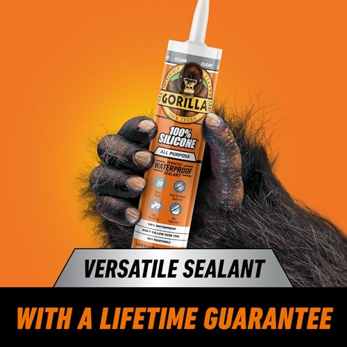 Gorilla 100% Silicone Waterproof Caulk, Clear, 10 oz Cartridge - color: Clear, size: 10oz Cartridge