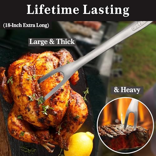 GRILLART BBQ Tools Grill Tools Set -18Inch Grilling Tools BBQ Set - Grill Accessories w/BBQ Tongs, Spatula, Fork, Brush- Stainless Grill Kit Grilling Set - Gift Ideas BBQ Accessories Gifts for Men Dad