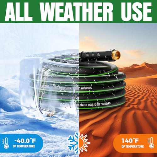Heavy Duty Garden Hose 20ft, NON-EXPANDABLE Flexible Water Hose, Kink Resistant Lightweight Hybrid Hose, Leakproof Hose Male to Female Fittings - color: Black+Green, size: 20ft