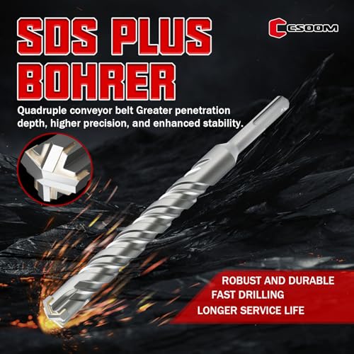CSOOM SDS Plus Rotary Hammer Drill Bit 3/4"x8.27", Professional Concrete Drill Bit for Concrete, Brick, Stone and Cement Walls - size: 3/4"x8.27"