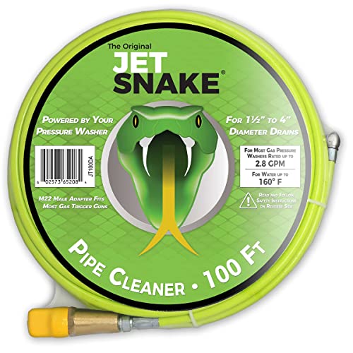100 FT Sewer Jetter for 2.0-2.8 GPM Gas Pressure Washers-Flexible Steel Braid - style: 100 FT for 2.0 to 2.8 GPM Gas Pressure Washers