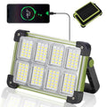 120W Solar Rechargeable Work Light, 144 LED Portable Flood Light with Stand, IP66 Waterproof 4 Modes LED Job Site Lighting Flashlights for Mechanic Camping Fishing Car Repair - color: Green