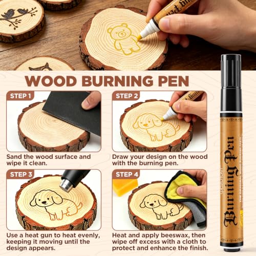 13PCS Wood Burning Paste Kit, 4OZ Wood Burning Gel with Single Sided Wood Burning Pen Marker for Easy Application & Beautiful Engravings, Ideal DIY Craft Kit for Beginners and Handmade Enthusiasts