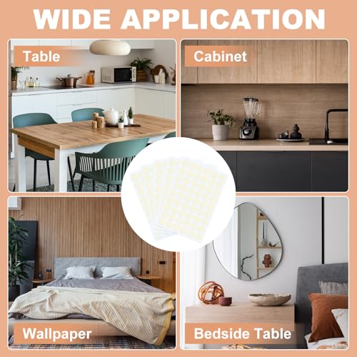 PATIKIL 270 Pieces Screw Hole Stickers, 5 Sheet Self-Adhesive Waterproof PVC Wood Grain Sticker for Screw Holes Wall Cabinets Desk Repairing, Linen Beige, 21mm/0.83 Inch - color: Linen Beige