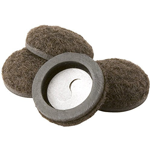 Super Sliders Secure Grip Formed Felt Movers for Furniture to Protect Hard Surfaces, 1", Walnut Brown (4 Pack)
