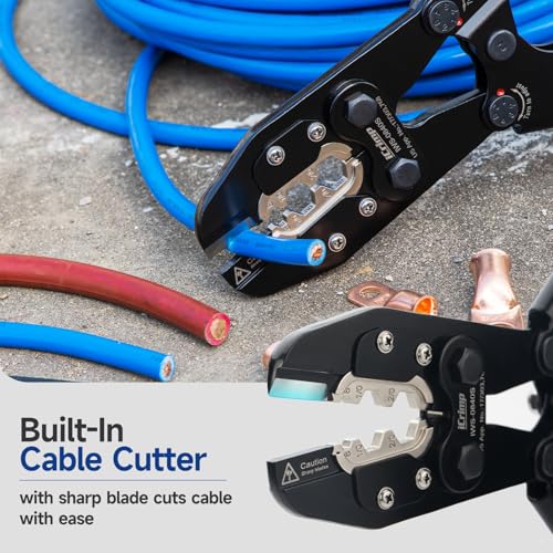 iCrimp Battery Cable Lug Crimping Tool Set includes Interchangeable Jaws