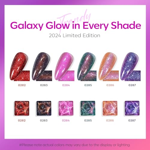 modelones Nail Polish Set, 6 Colors Red Green Purple Glitter Nail Lacquer - color: A3 Shimmer Night