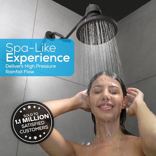 SparkPod Rain Shower Head, 8 Inch Round, Midnight Black Matte Finish - color: Midnight Black Matte, style: 8 Inch Round