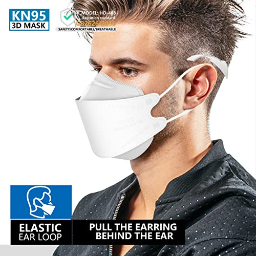 KN95 Face Masks 50 Pack, Breathable Comfortable and Disposable KN95 Mask, White - color: Adult White