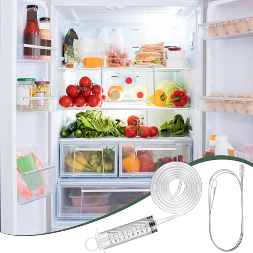 Gisafai 3 Pcs 59'' Refrigerator Cleaning Kit with 100 ml Syringe - size: 59'' Ice Water Tube