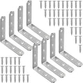 8 Pack L Bracket Corner Braces 4x4 Inch Heavy Duty Stainless Steel Shelf Brackets, 90 Degree Wall Mounted Support Joint Right Angle Hardware for Wood Floating Shelves with Screws - size: 8PCS-Silver 100*100mm/4*4in