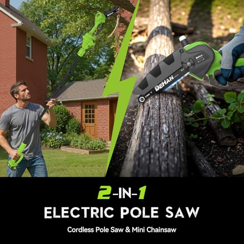 Cordless Pole Saw for Tree Trimming, 6" Chainsaw with Extension Pole - size: 6 inch Pole