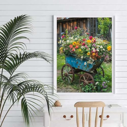 Flower 5D Diamond Painting Kits for Adults Beginners,Farmhouse 12 X 16inch - color: DZ928