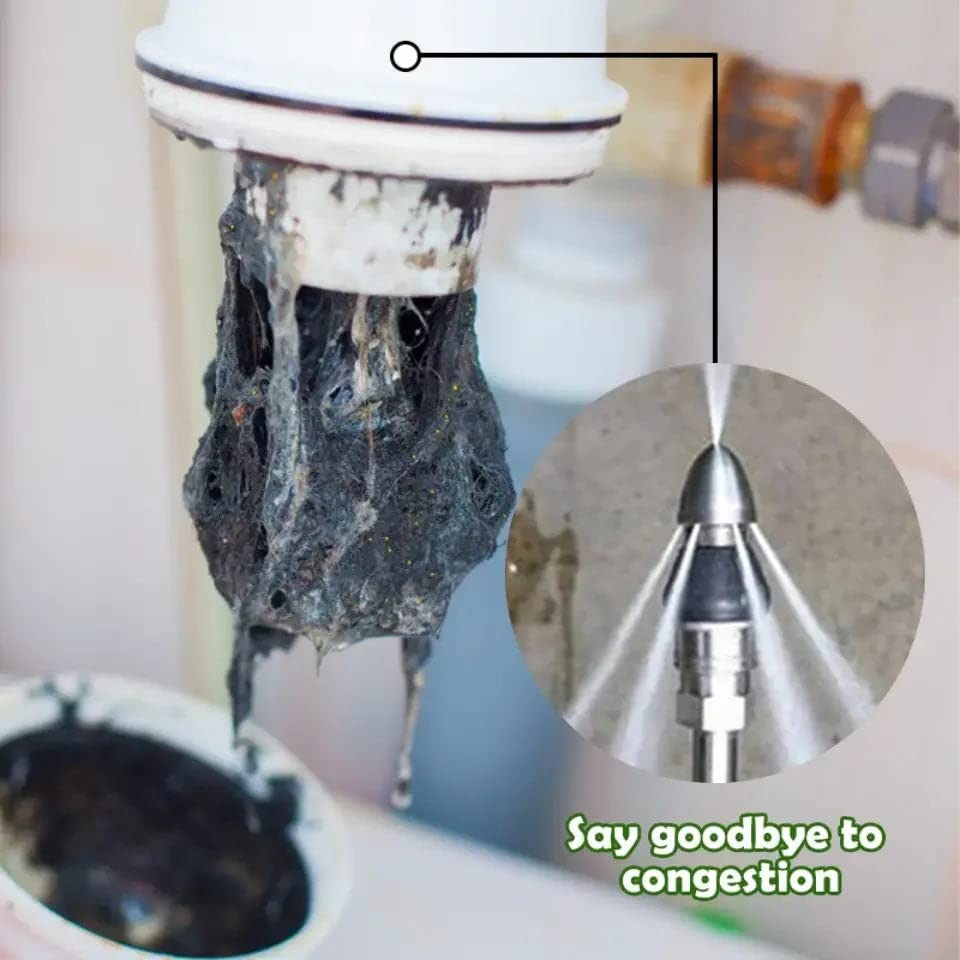 2023 Sewer Cleaning Tool High-pressure Nozzle, Drain Augers, Sewer Pipe Dredging And Cleaning Tools for Pipe Unclogging - Drain Clog Remover | Hair Clog Remover | Toilet Clog Remover (A)