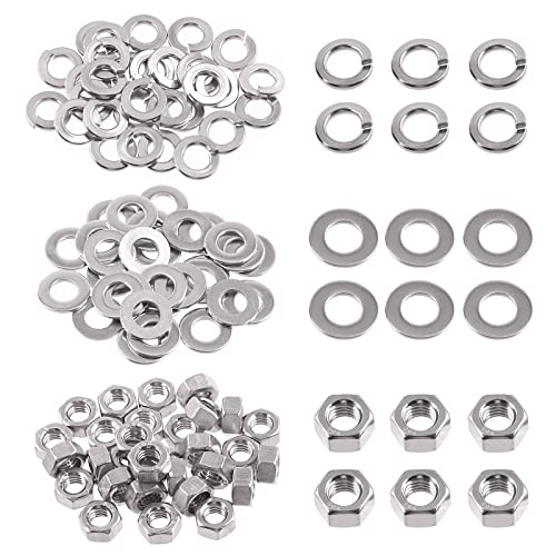 Swpeet 90Pcs SAE 304 Stainless Steel 5/16-18" Hex Nuts and #5/16 Flat Washers with #5/16 Split Lock Washers Assortment Kit, Coarse Thread Hexagon Nut for Home Automotive Shop Use - size: #5/16-18 Hex Nuts & Washers
