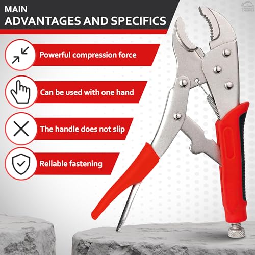 Vice Grips Pliers, 8 In, Adjustable, Alloy Steel Curved Jaw, Strong Locking - color: Vise Grips