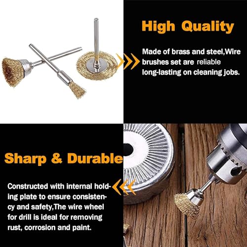 Rocaris 90 Pcs Wire Brushes Set, Brass Wire Wheels Pen Brushes Set Kit
