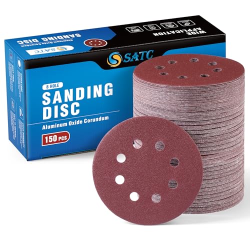 S SATC 150 PCS Sanding Disc 60 80 100 120 150 180 240 320 400 600 Grit Sanding Discs 5 Inch 8 Hole Hook and Loop Sanding Discs for Random Orbital Sander - style: 150PCS 5 Inch Assort Grit